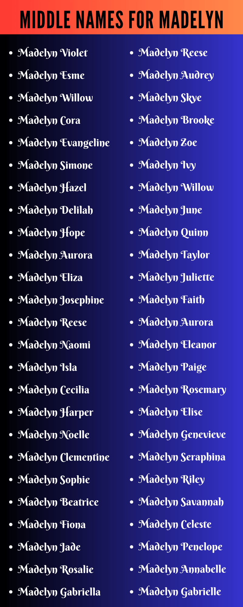 Middle Names For Madelyn