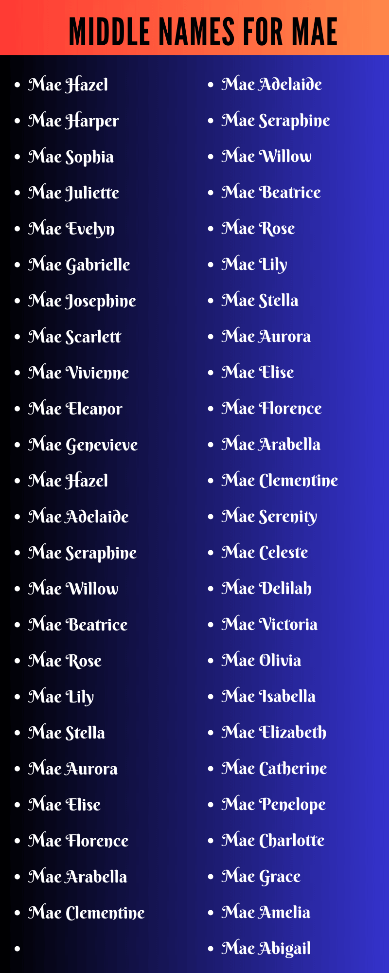 Middle Names For Mae