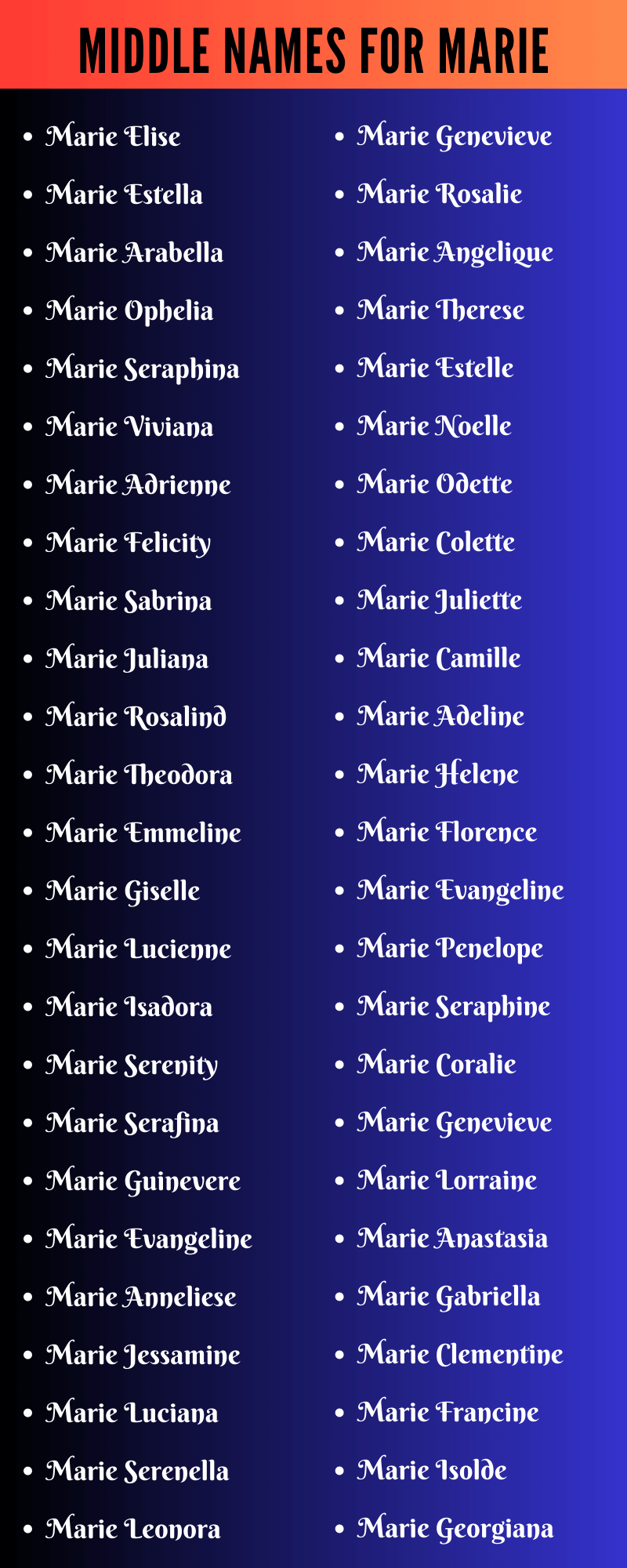 Middle Names For Marie