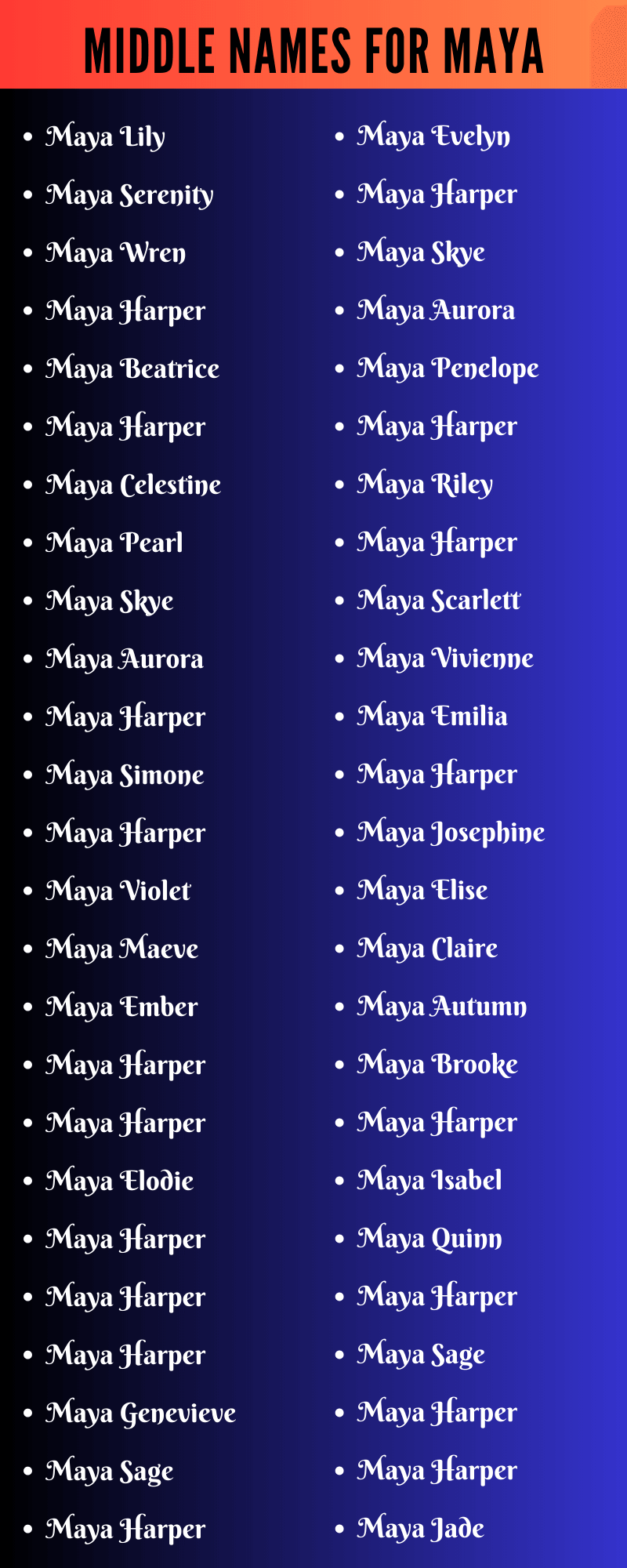 Middle Names For Maya