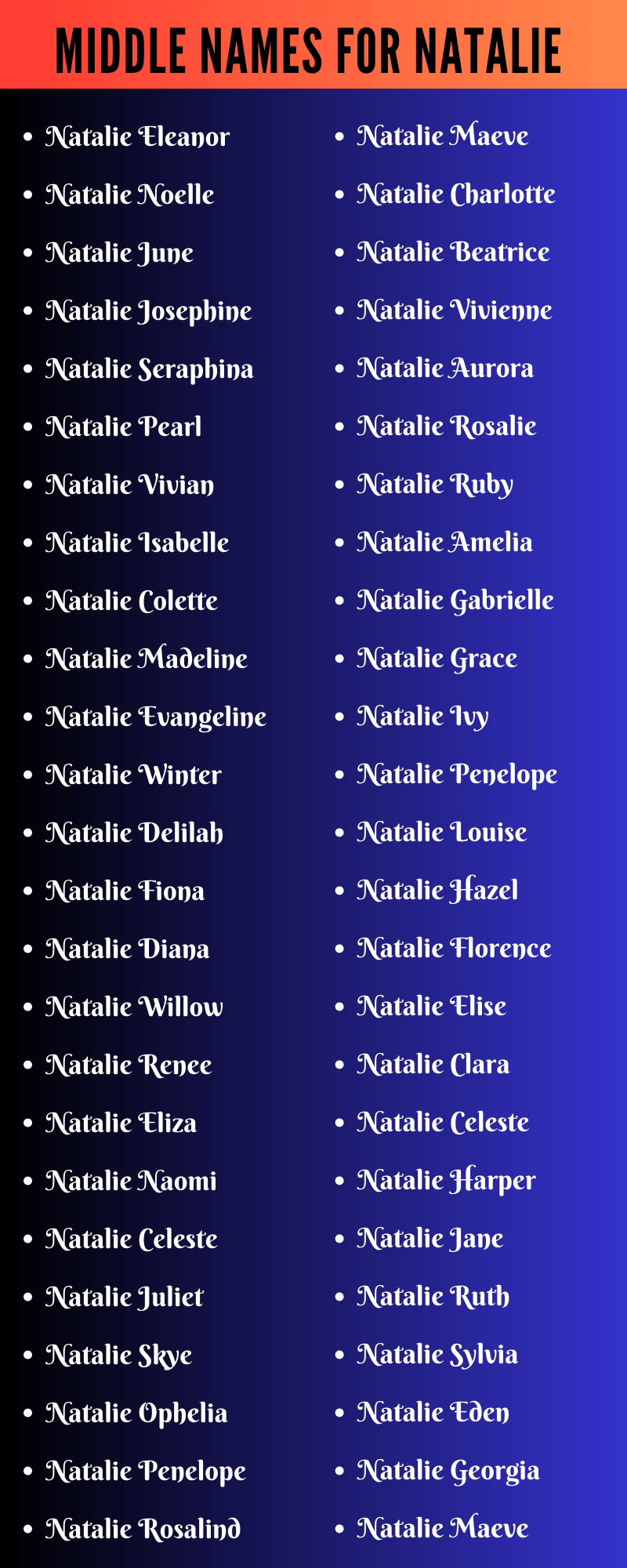 Middle Names For Natalie