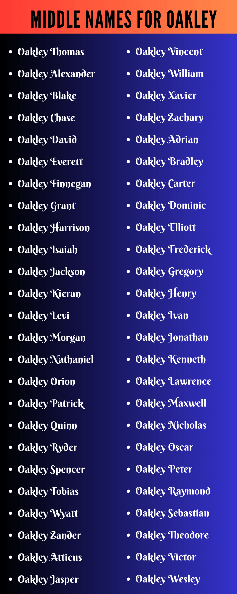 Middle Names For Oakley