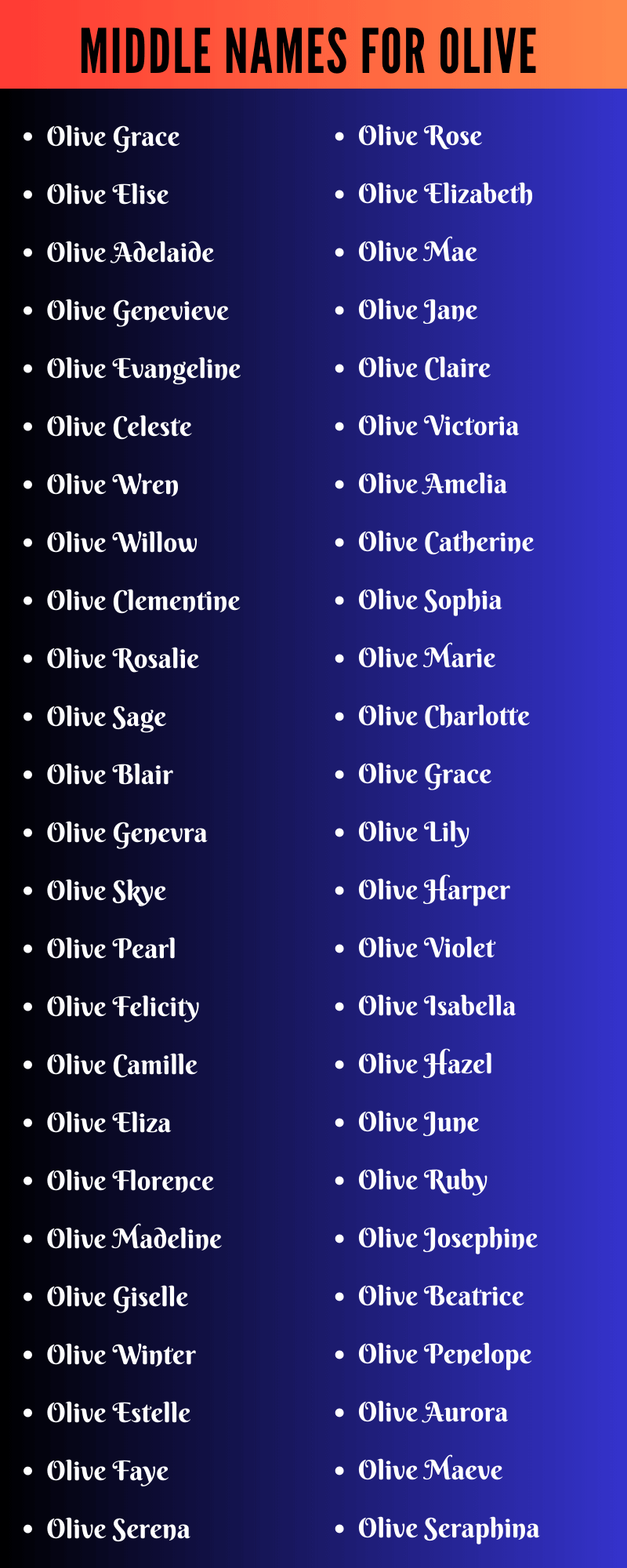 Middle Names For Olive