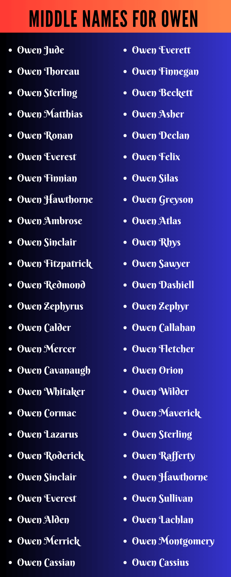 Middle Names For Owen