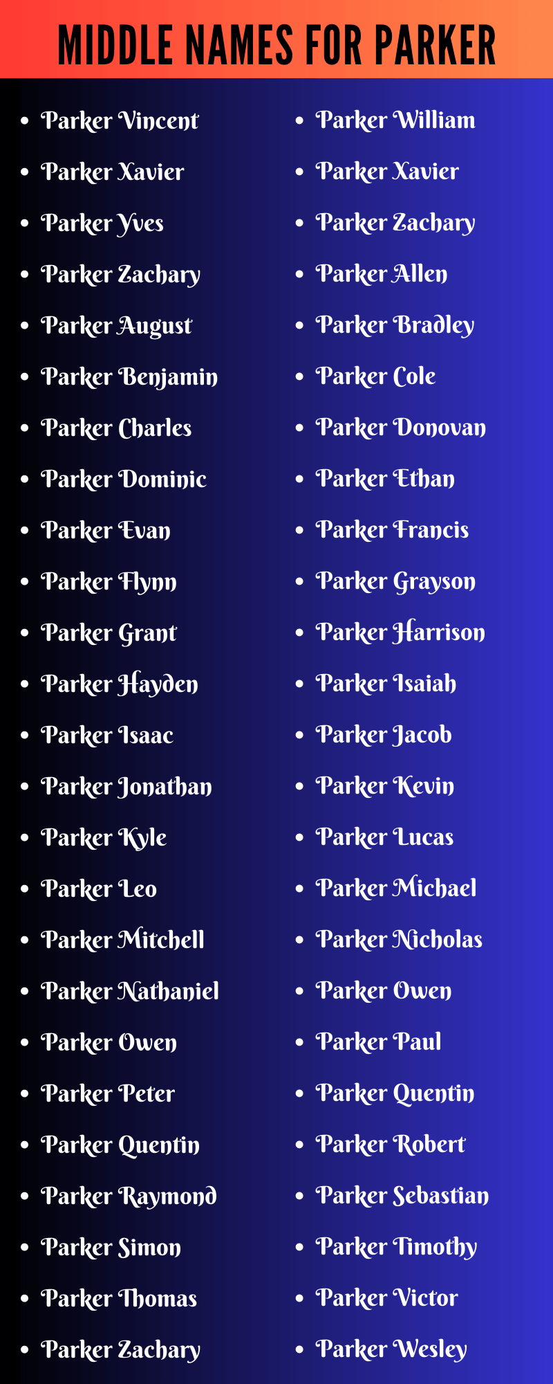Middle Names For Parker
