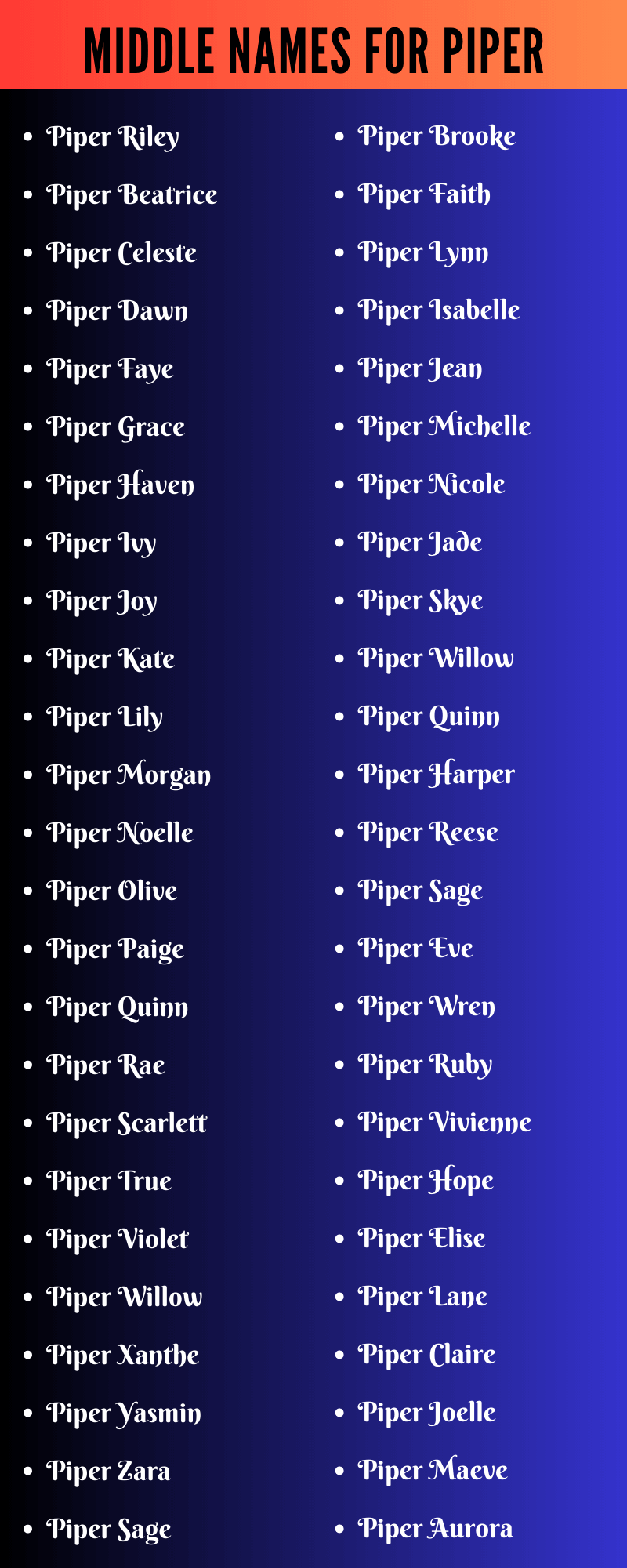 Middle Names For Piper
