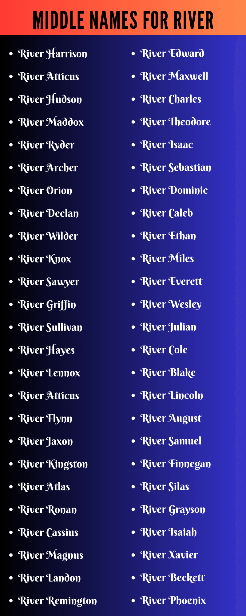 Middle Names For River