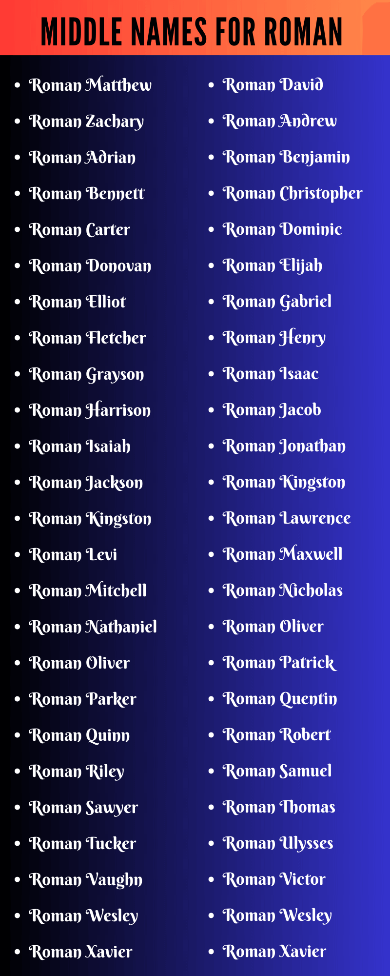 Middle Names For Roman
