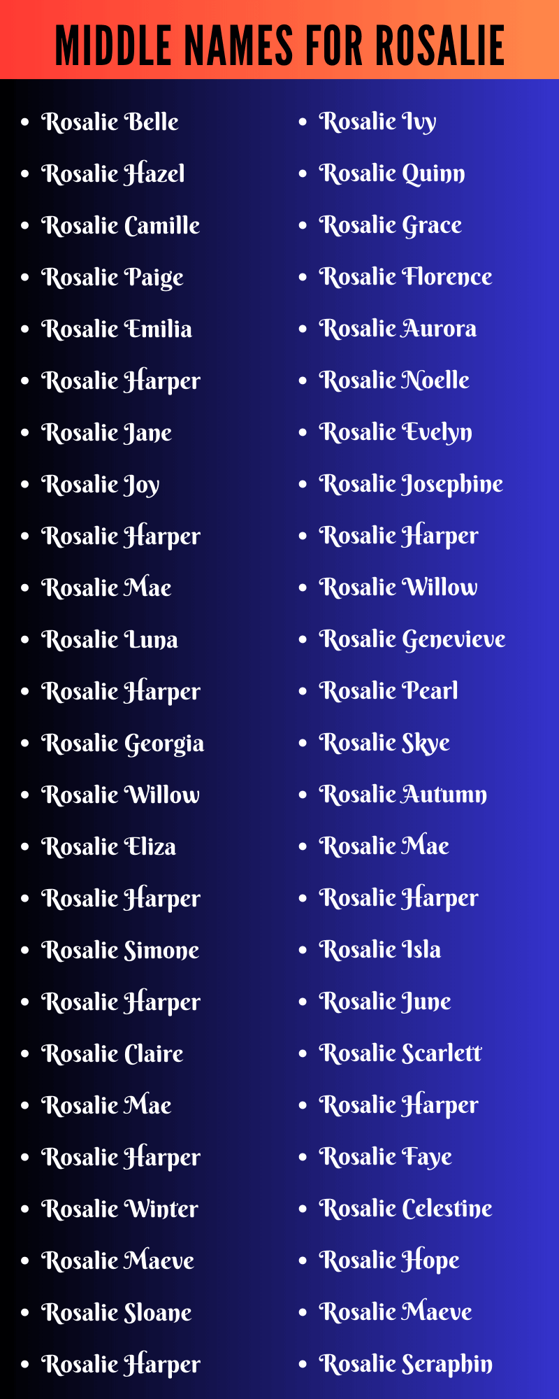 Middle Names For Rosalie