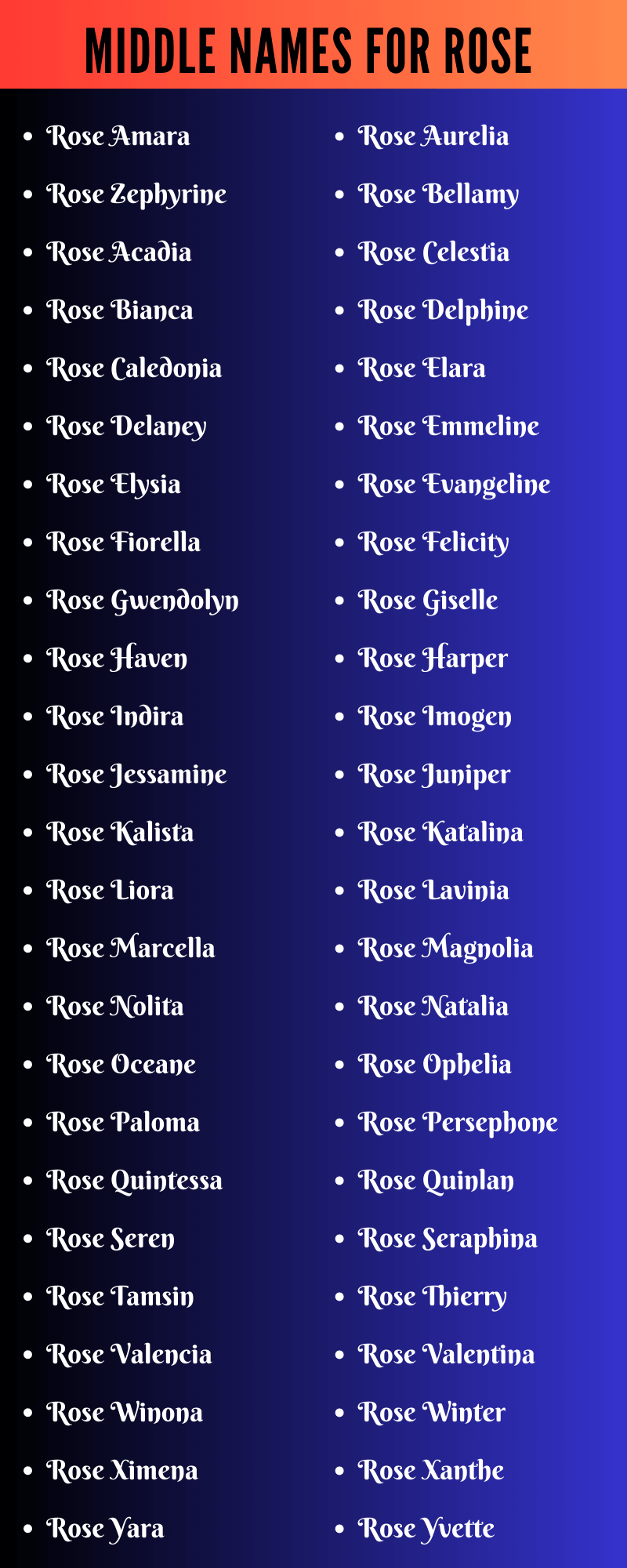 Middle Names For Rose