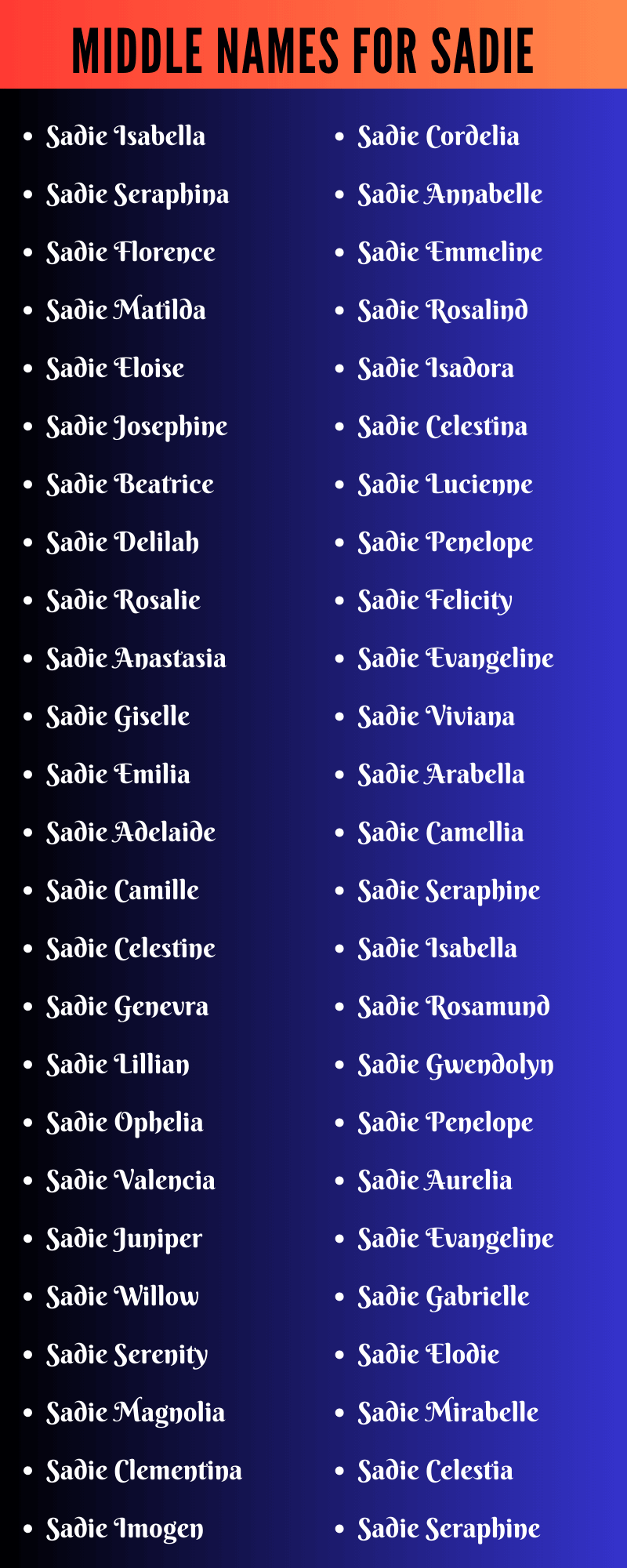 Middle Names For Sadie