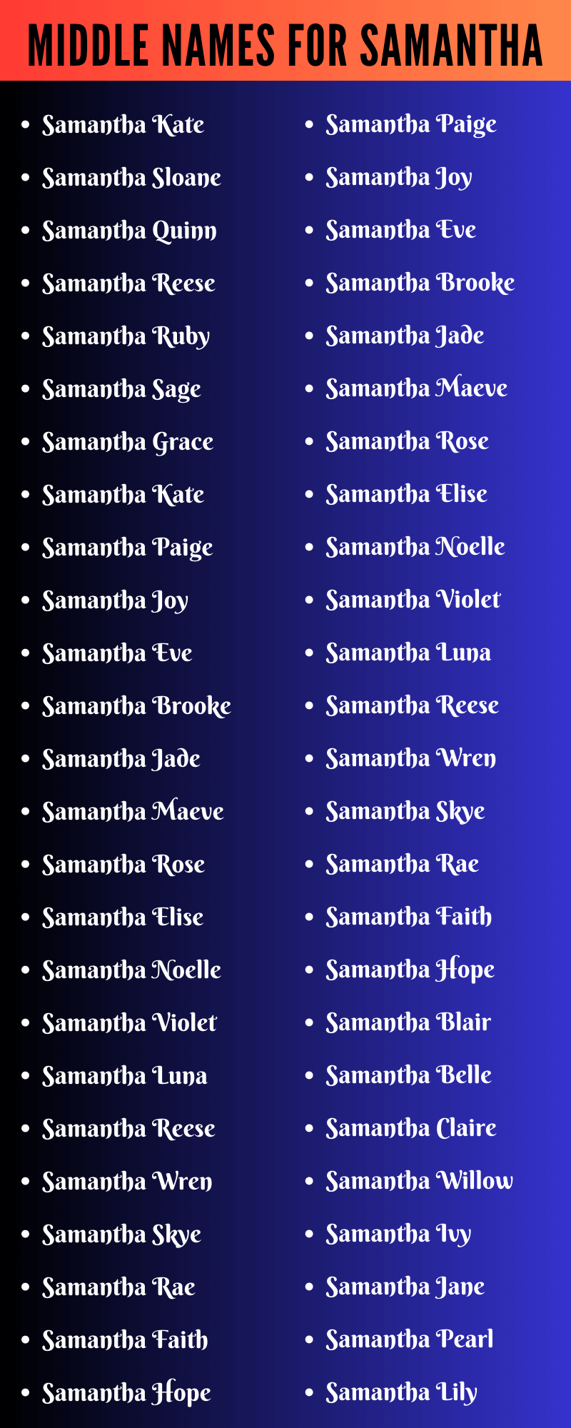 Middle Names For Samantha