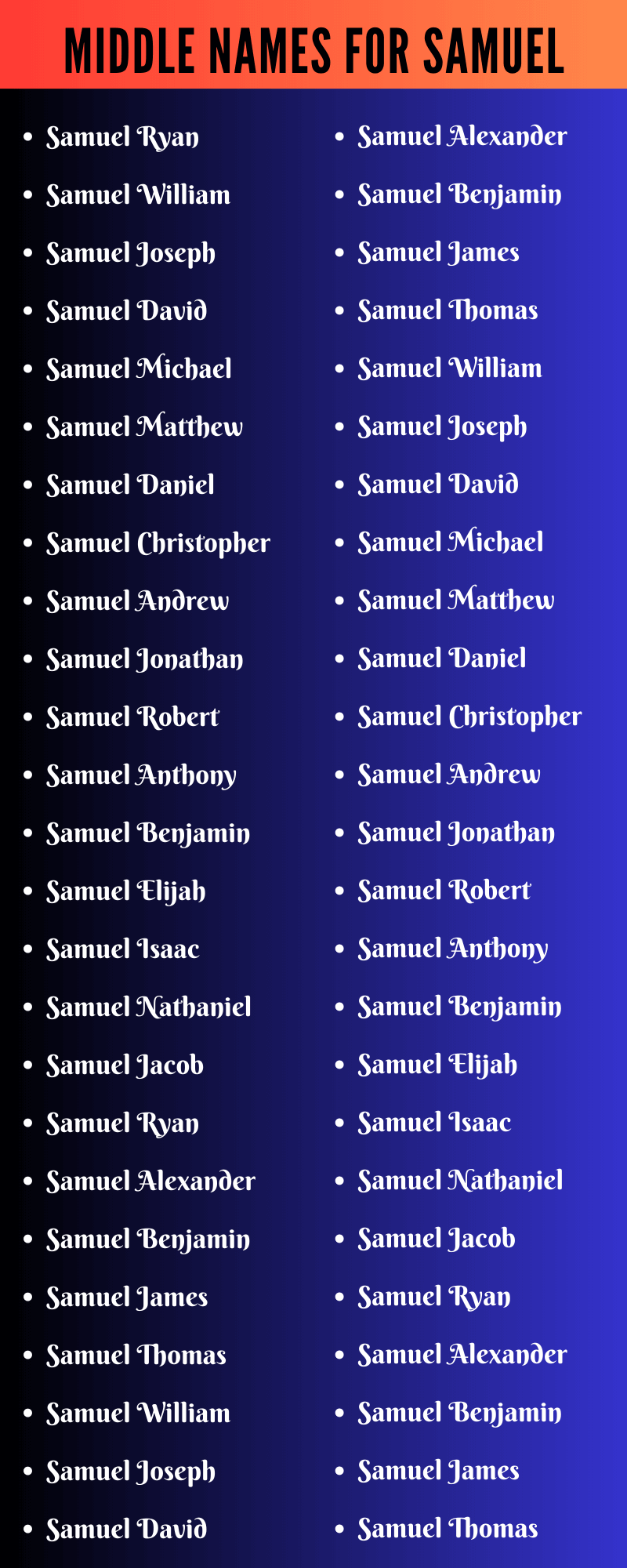 Middle Names For Samuel