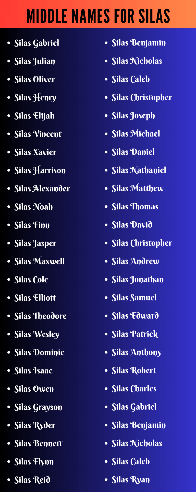 Middle Names For Silas