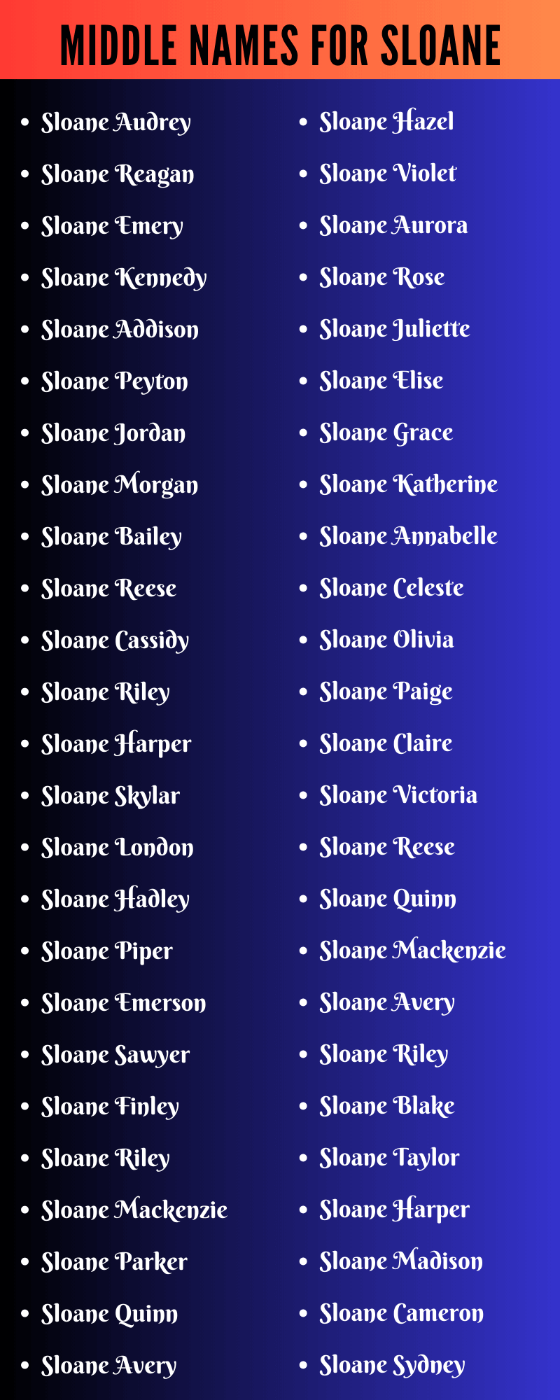 Middle Names For Sloane