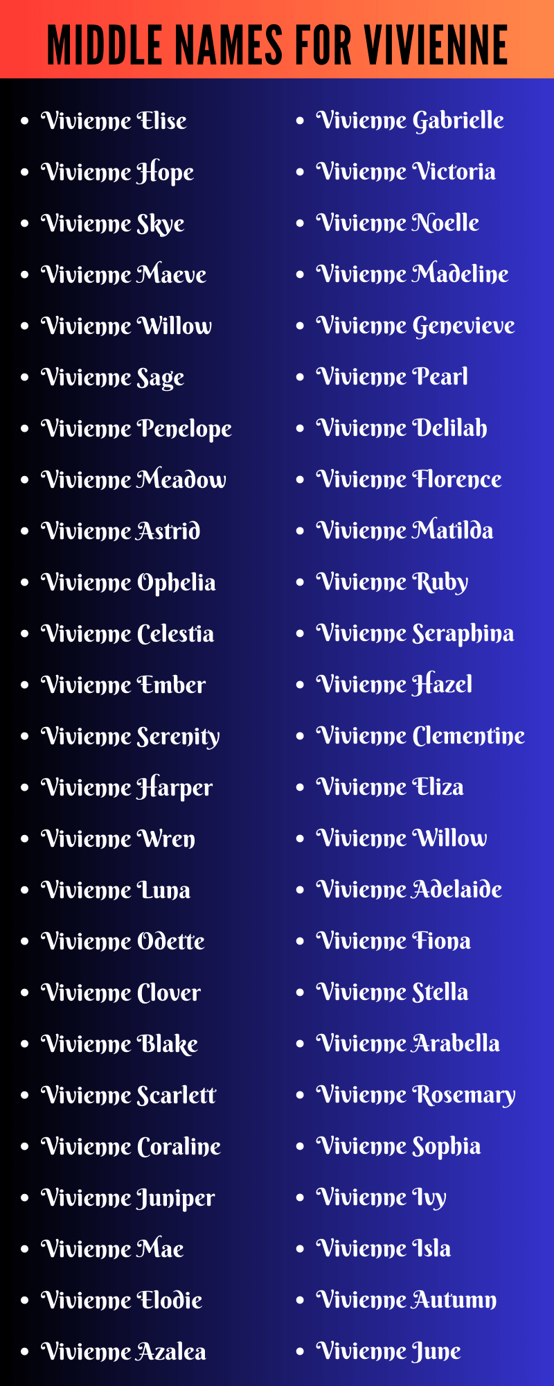 Middle Names For Vivienne
