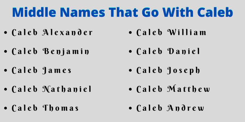 Middle Names That Go With Caleb
