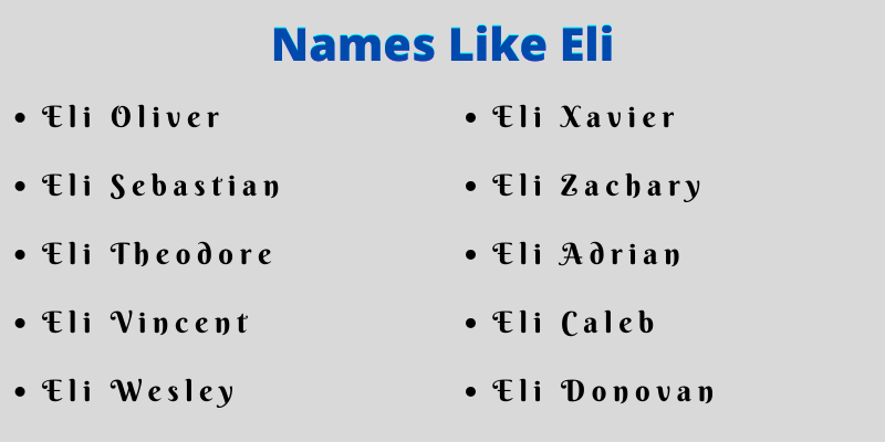 Names Like Eli
