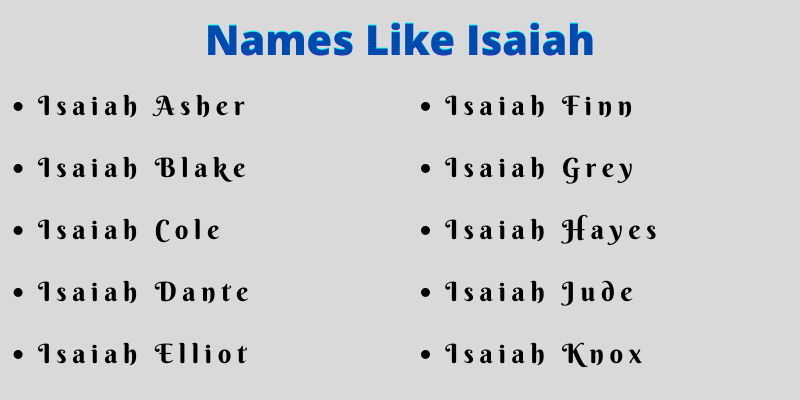 Names Like Isaiah