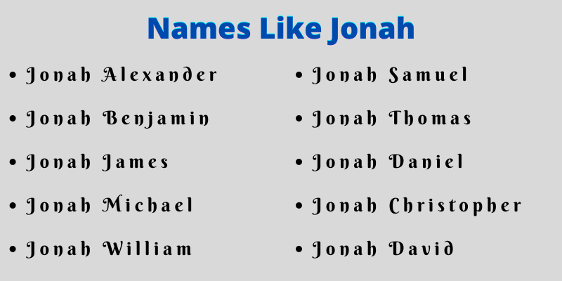 Names Like Jonah