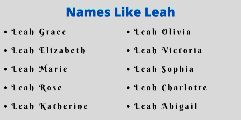Names Like Leah