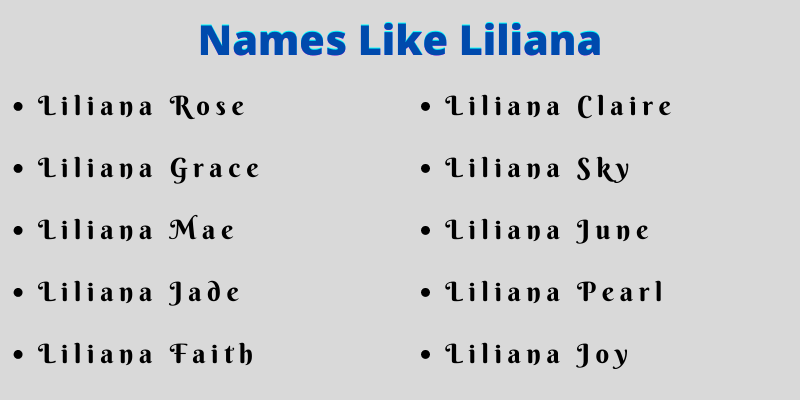 Names Like Liliana