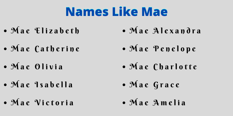 Names Like Mae