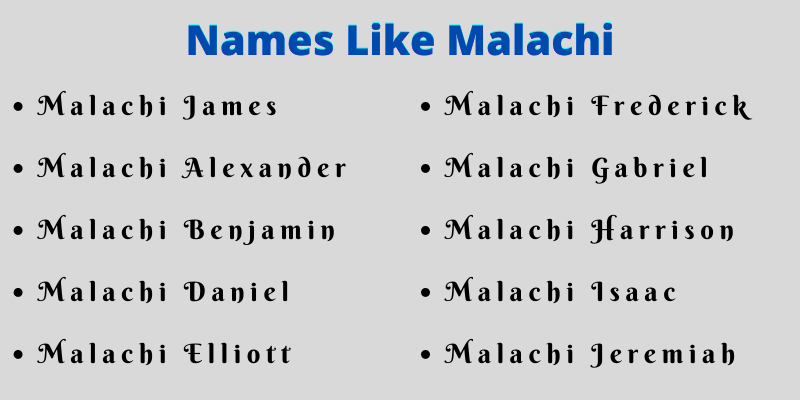 Names Like Malachi