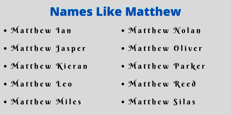 Names Like Matthew