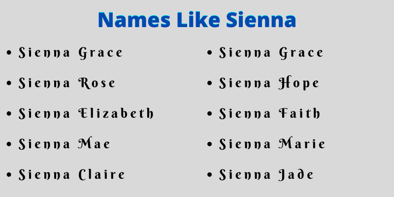 Names Like Sienna