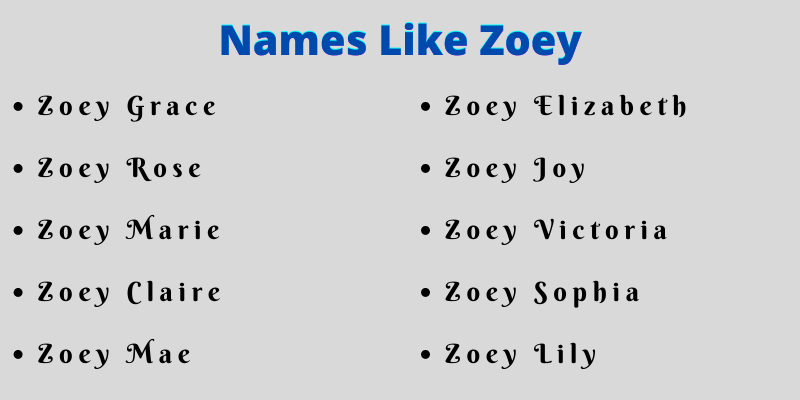 Names Like Zoey