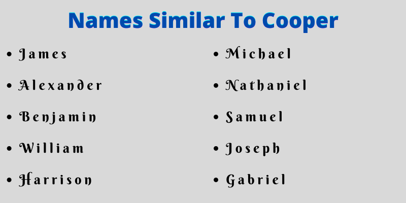 Names Similar To Cooper