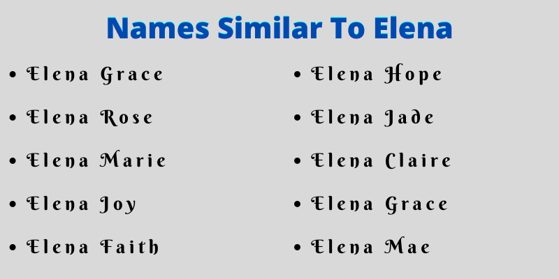 Names Similar To Elena