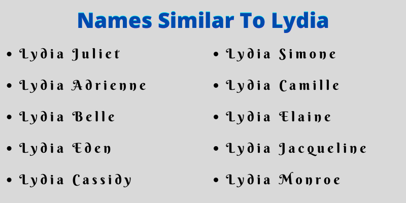 Names Similar To Lydia