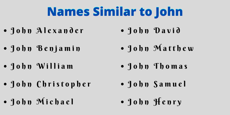 Names Similar to John
