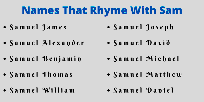 Names That Rhyme With Sam