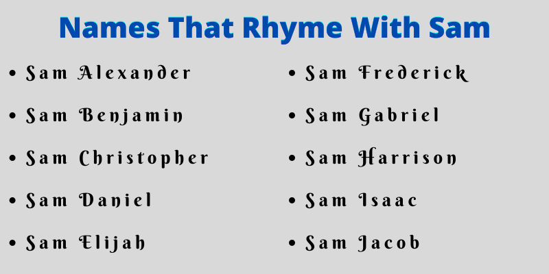 Names That Rhyme With Sam