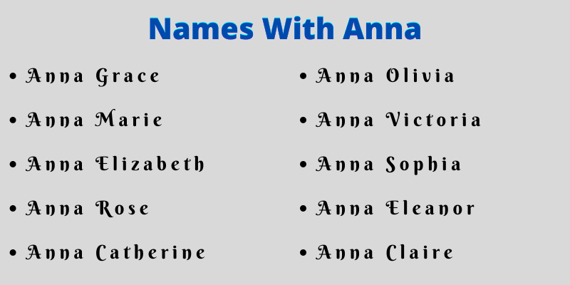 Names With Anna