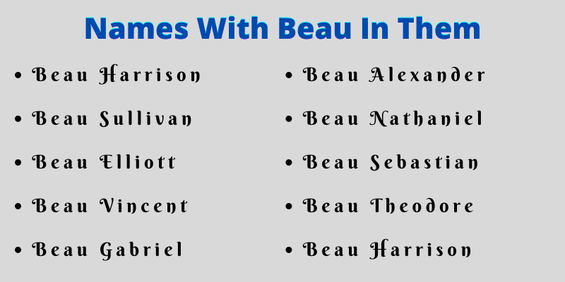 Names With Beau In Them