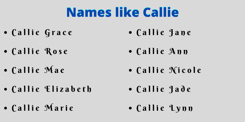 Names like Callie