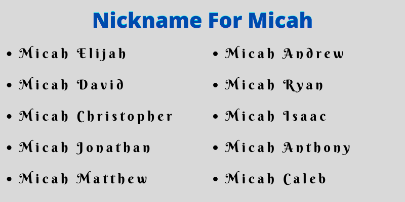 Nickname For Micah
