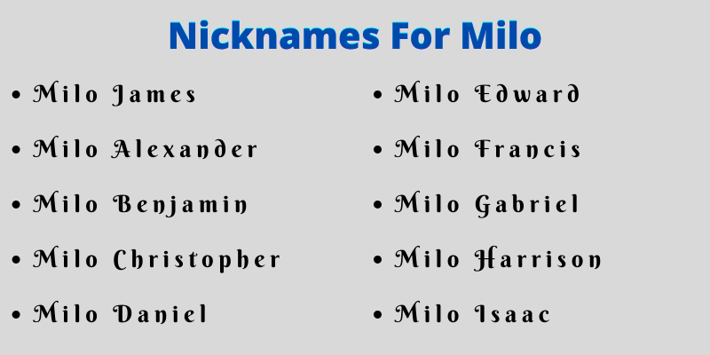 Nicknames For Milo