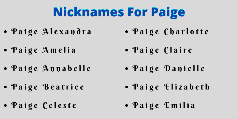 Nicknames For Paige