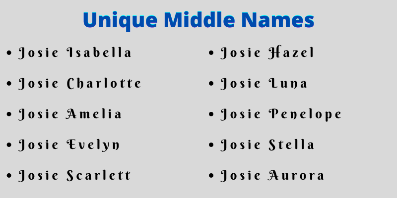 Unique Middle Names