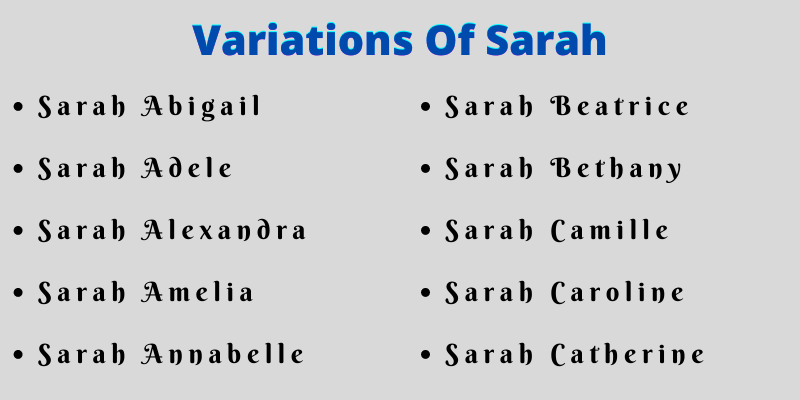 Variations Of Sarah