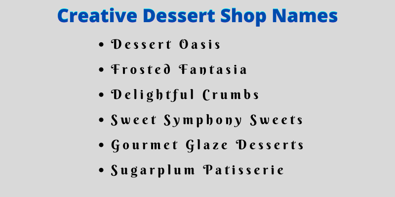 Dessert Shop Names