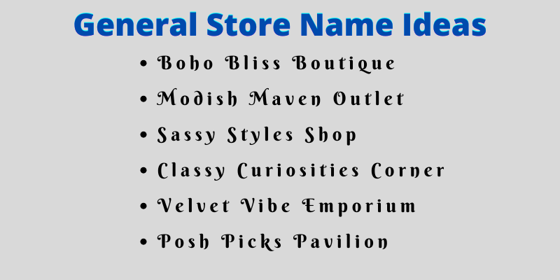 Store Name Ideas