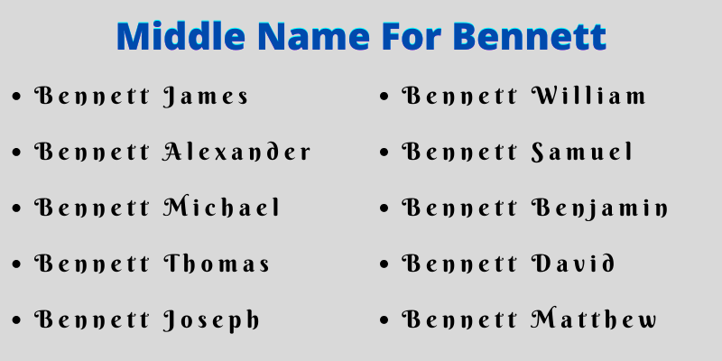 Middle Name For Bennett