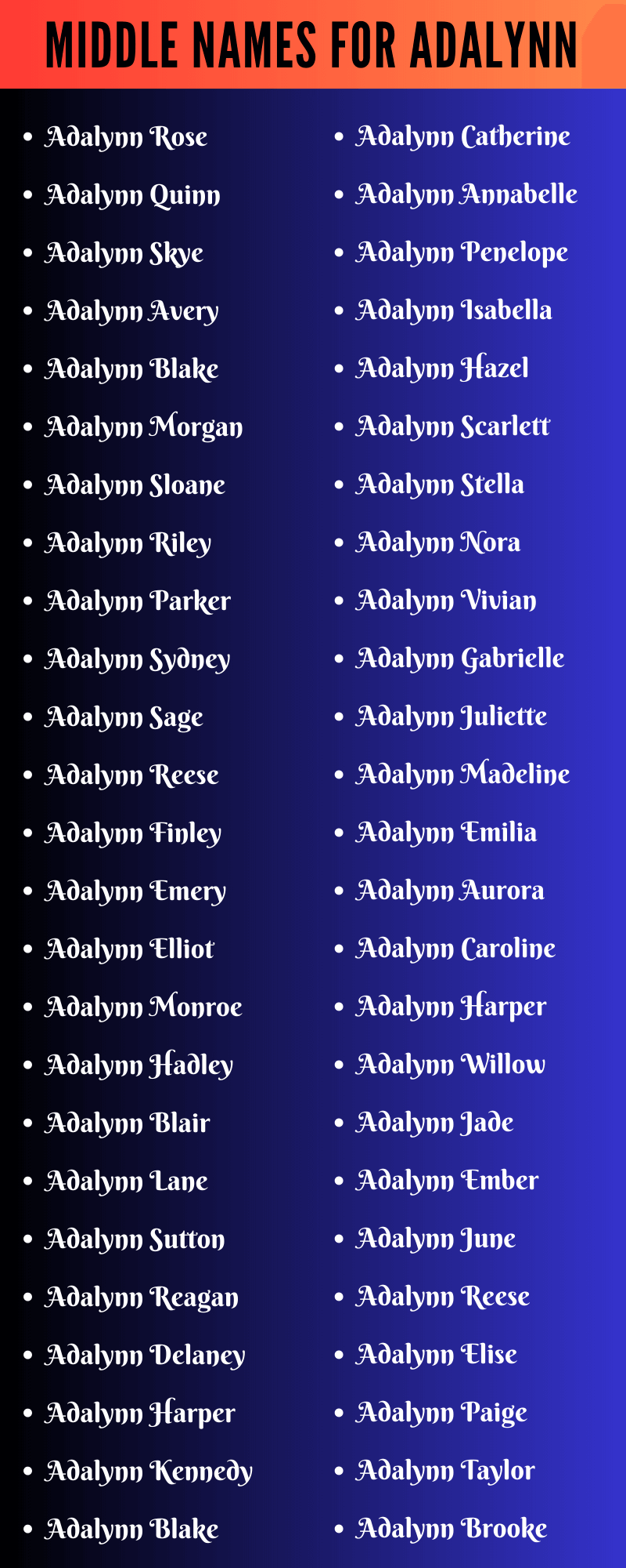 Middle Names For Adalynn