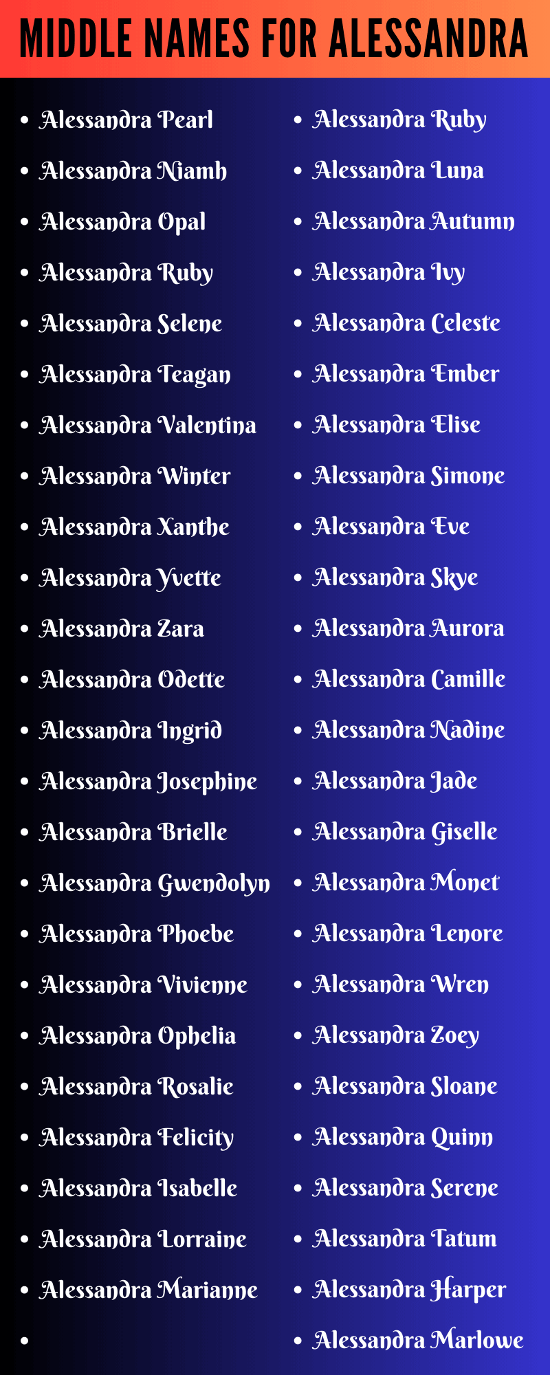 Middle Names For Alessandra